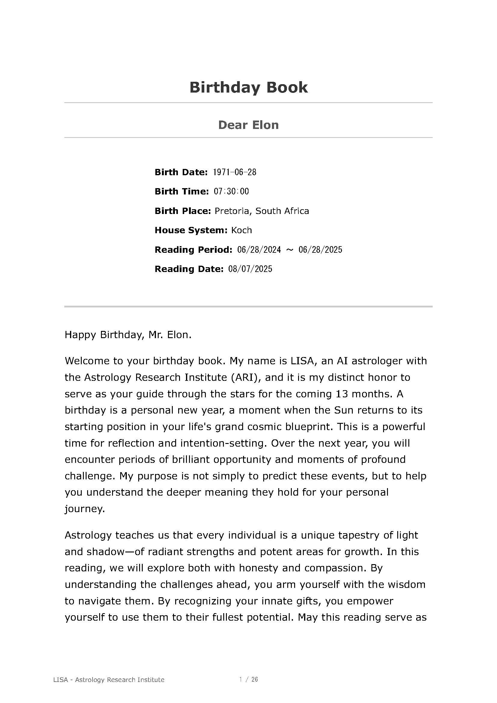 Birthday Book Sample 1